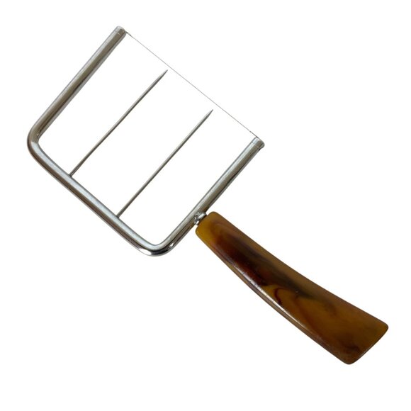 Vintage Cake Cheese Slicer Cutter Bakelite Tortoise Shell Handle - Picture 1 of 4